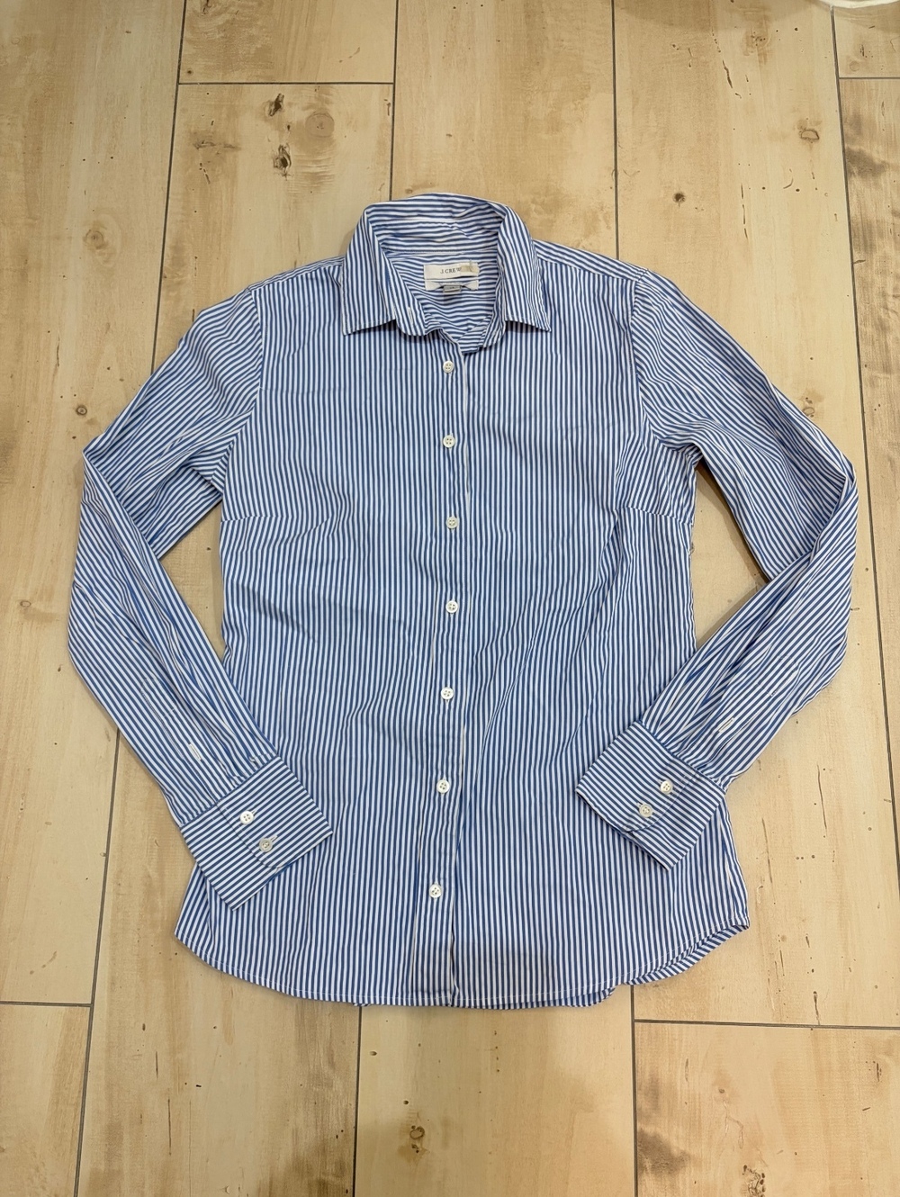 J.Crew Stretch Perfect Blue White Striped Button Down Shirt Women’s XS